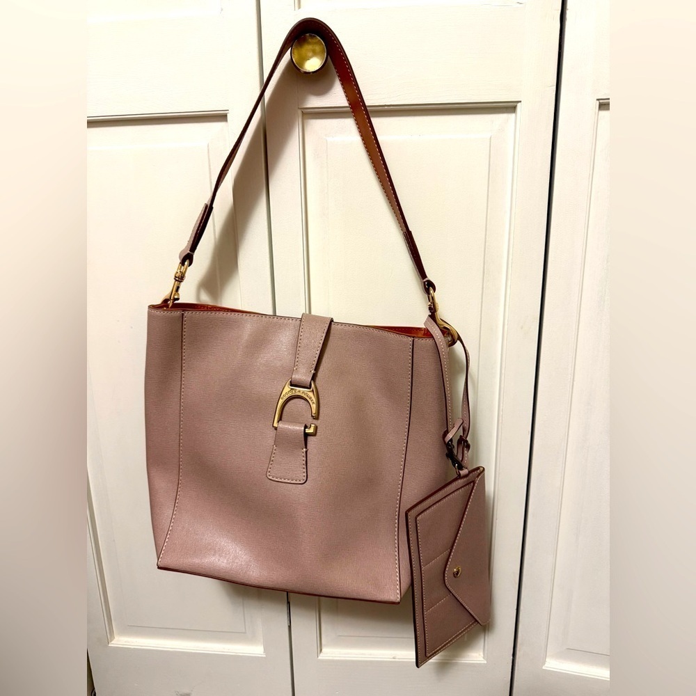 Dooney & Bourke Ashby Pale Pink Tan Tote Purse With Clutch Wallet